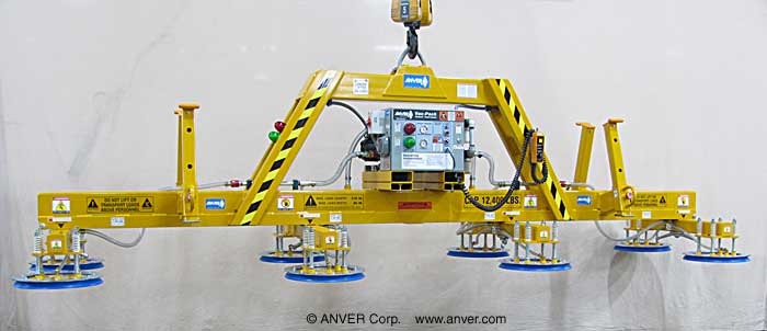 ANVER Eight Pad Electric Powered Heavy Duty Lifter for Lifting & Handling Steel Sheets & Plates 18.3 ft x 8 ft (5.6 m x 2.4 m) Weighing up to 12,400 lb (5,625 kg)